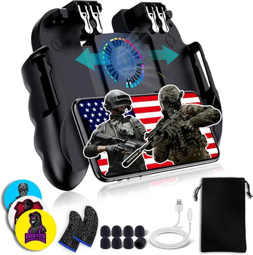Controlador de juego móvil de 4 gatillos con ventilador de refrigeración ajustable para PUBGCall of DutyFotnite modo de 6 dedos GAMR L1R1 L2R2