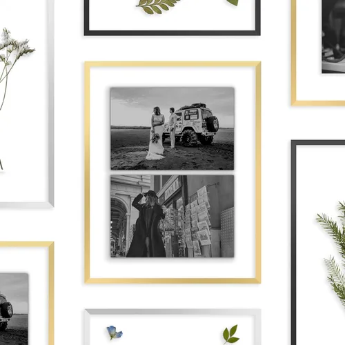 Vista 5 de FrameWorks Marco de fotos flotante de aluminio negro de lujo de 8 x 10 pulgadas con vidrio templado