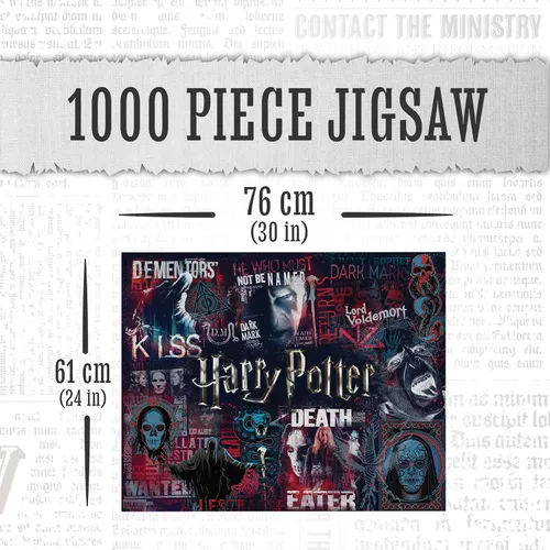 Vista 2 de Paladone Harry Potter Dark Arts - Rompecabezas de 1000 piezas, con Voldemort y mortífagos, 30 x 24 pulgadas, mercancía espeluznante y póster