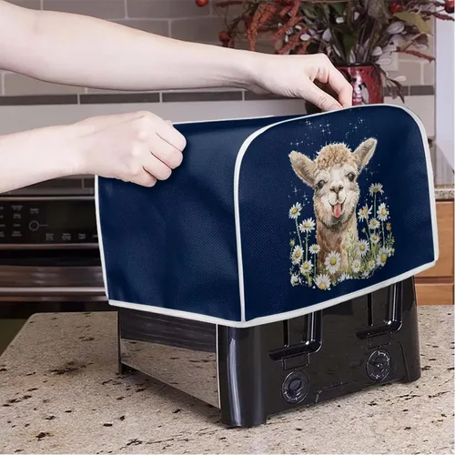 Vista 3 de Talayituse Alpaca Daisy Print 2 Slice Tostadora Cubiertas Protección contra el Polvo Cubiertas para Máquina de Pan Tostadora Horno Cubierta de Tela