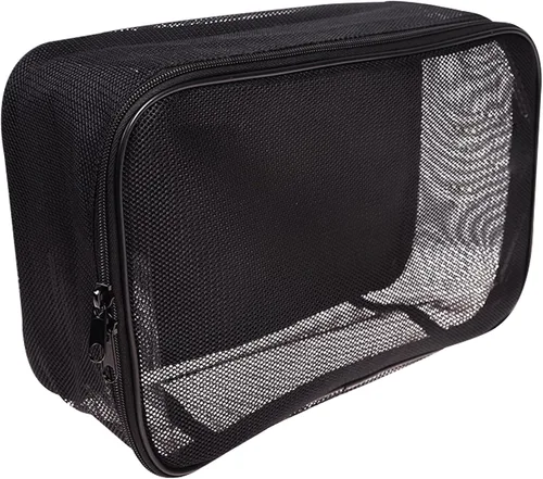 SHANY Bolsa de maquillaje de viaje de malla, organizador de maquillaje portátil y bolsa de cosméticos para artículos de tocador, almacenamiento de