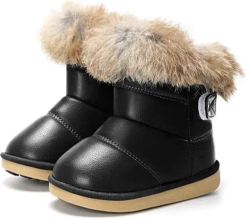Vista 6 de KVbabby Botas de nieve para niños pequeños, con forro de piel sintética, impermeables