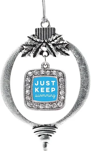 Vista 167 de Inspired Silver - Adorno de flor de iris - Adornos navideños con dije cuadrado de plata con joyas de circonita cúbica