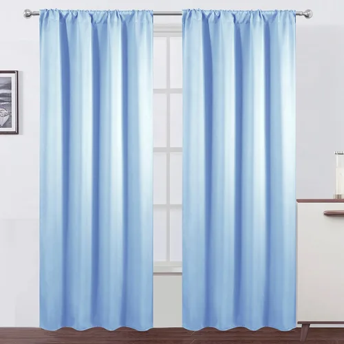 Vista 133 de LEMOMO Cortinas opacas grises, 52 x 84 pulgadas, juego de 2 paneles de cortinas opacas con aislamiento térmico para oscurecer la habitación