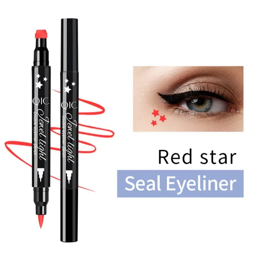 Vista 2 de Go Ho Sello delineador líquido rojo, maquillaje con sello de estrella, bolígrafo impermeable de doble cara, herramientas antimanchas de larga