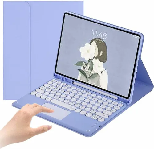 Vista 16 de AnMengXinLing Funda de teclado para Mini 5/Mini 4-Touchpad con teclado desmontable con soporte para lápiz - Funda elegante de cuero delgada