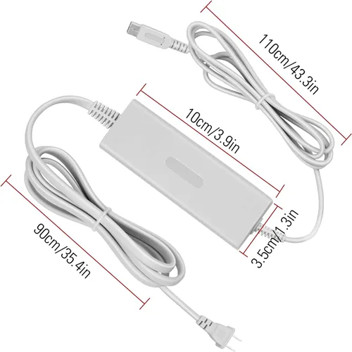 Vista 6 de Wii U Gamepad Charger, WII-U Gamepad AC Adapter Cable de carga para Nintendo Wii U Gamepad Controller
