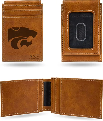 Vista 52 de Rico Industries NCAA Arizona State Sun Devils Brown - Cartera de bolsillo frontal personalizada con grabado láser - Delgada/ligera - Gran artículo
