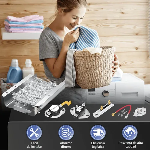 Vista 7 de 【Actualizado】Elemento de calefacción para secadora 279838 W10724237 para Whirlpool Wed4815ew1 Maytag Centennial Medc215ew1 Kenmore 70 80 Series