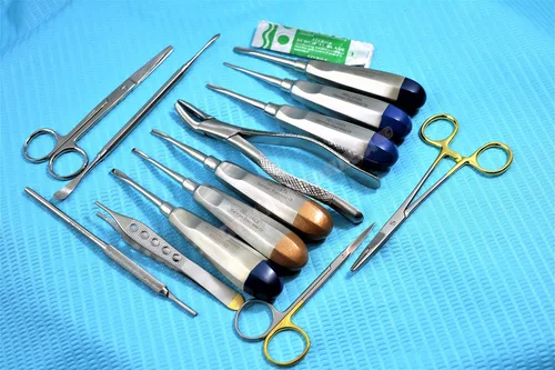 Vista 6 de Juego de 23 instrumentos de extracción dental veterinaria alemán prémium
