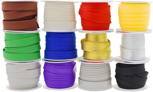 Mandala Crafts 55 Metros 1,27 Centímetros 12 Colores Variados Cinta de Doble Pliegue de 1/2 Pulgada de Bia para Costura - Cinta de Unión de Bia para
