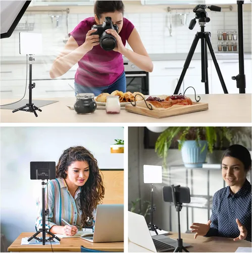 Vista 5 de Andoer Kit de luz de video LED de 45 W, panel de luz de relleno de fotografía de 2800 K-6500 K, brillo ajustable Ra96+ con soporte de luz