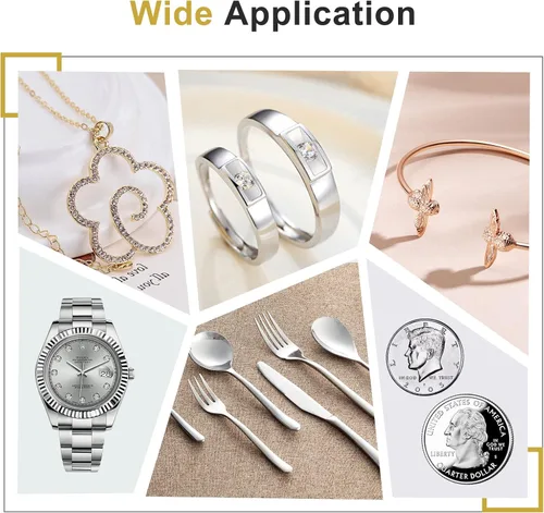 Vista 6 de CATIFLIN 100 paños de limpieza de joyas de alta calidad, paños de pulido de plata envueltos individualmente, para plata de ley, oro, latón