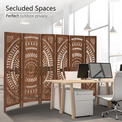 Vista 33 de Panel divisor de habitación de 4 paneles, pared divisora de habitación de 5.6 pies de alto y pantalla de privacidad plegable, panel divisor de pared