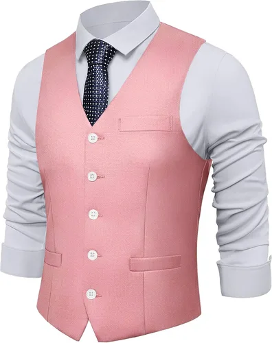 Vista 18 de BABEYOND Chaleco de traje para hombre, chaleco ajustado, chaleco de vestir de negocios para traje de esmoquin Rayas negras