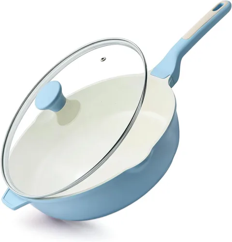 Vista 9 de SENSARTE Sartén antiadherente de cerámica para saltear de 10 pulgadas/3.5QT, sartén antiadherente para freír profundamente con tapa, olla jumbo