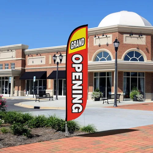 Vista 6 de LookOurWay - Kit de poste para bandera de plumas de 12 pies de altura con kit de poste de fibra de vidrio y estaca de suelo para promoción