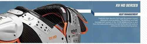 Vista 4 de Schutt Sports Varsity XV HD Skill - Hombrera, pequeña, color negroplateadonaranja