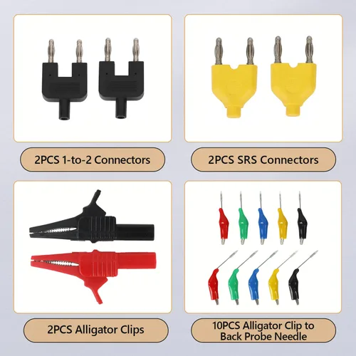 Vista 5 de Kit de cables de prueba de circuito automotriz, 104 piezas multímetro multifunción sonda eléctrica kit de prueba con estuche de transporte negro