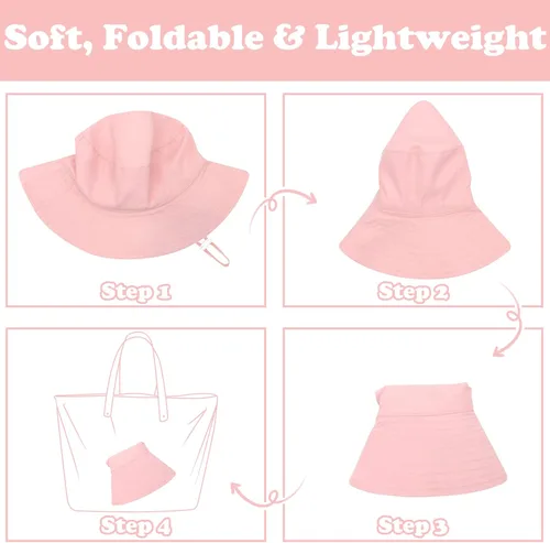 Vista 6 de Sarfel Sombrero de verano para bebé, sombrero de verano para bebé, protección solar UPF 50+, sombrero de cubo para bebé niña ajustable