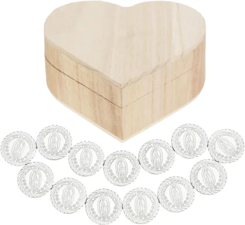 Vista 14 de TINGKU Guadalupe Monedas de boda Arras de Boda Catolica Recuerdos Para Boda con Monedas de Oro Decoracion Para Bodas con Caja de Madera