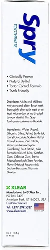 Vista 5 de Spry Enjuague bucal con xilitol sin alcohol, menta natural a base de hierbas, mezcla curativa, 16 onzas líquidas + pasta de dientes, sin flúor
