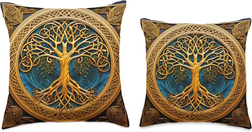 Vista 3 de Celtic Irish Gift Ideas Celtic Tree of Life Knot Triskele Triquetra - Almohada de 16 x 16 pulgadas, multicolor
