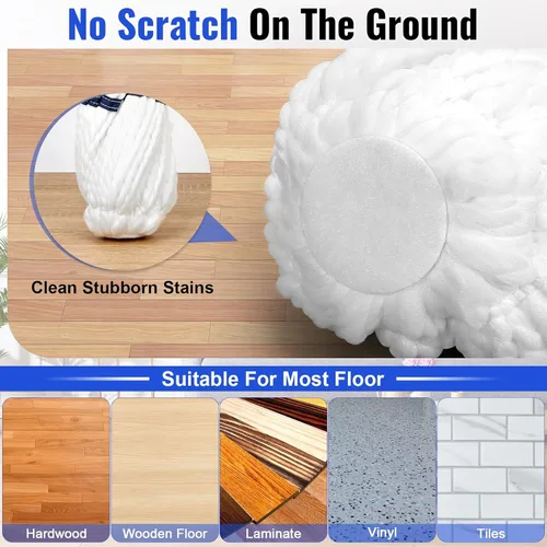 Vista 5 de Mopa de Microfibra Auto-Centrífuga con Torsión para Limpieza de Pisos, Mopa Húmeda con Cuerda y Escurridor de Mango Largo para Pisos de Madera