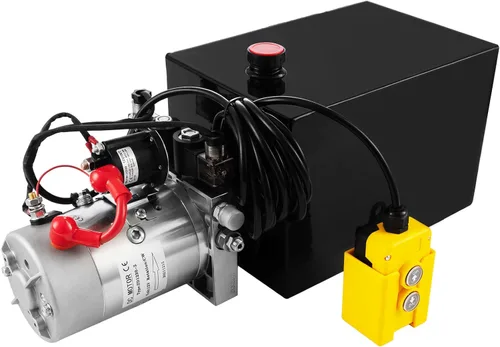 TOPDEEP Unidad de potencia hidráulica Remolque de descarga de doble efecto de 8 cuartos de galón Bomba hidráulica DC 12V, bomba hidráulica Depósito