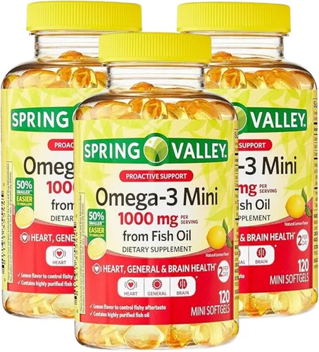 Vista 6 de Omega 3 Mini 1000 mg de aceite de pescado – 120 cápsulas blandas, aceite de pescado con sabor a limón Omega 3 suplementos con EPA DHA, suplemento