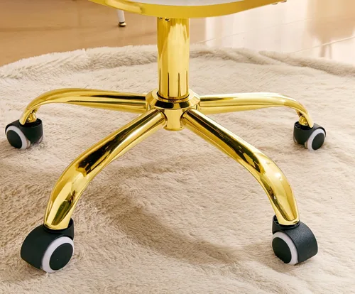 Vista 5 de Velvet Swivel Desk Chair with Bubble Back, Adjustable Height Computer Chair with Gold Metal Base, Modern Rolling Vanity Chair for Home Office (Beige)