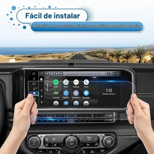 Vista 6 de 2024 2025 2026 Gladiator Protector de pantalla para Jeep Gladiator (Sport/Sport S/Willys/Mojave/Rubicon) Pantalla táctil de 12.3 pulgadas, vidrio
