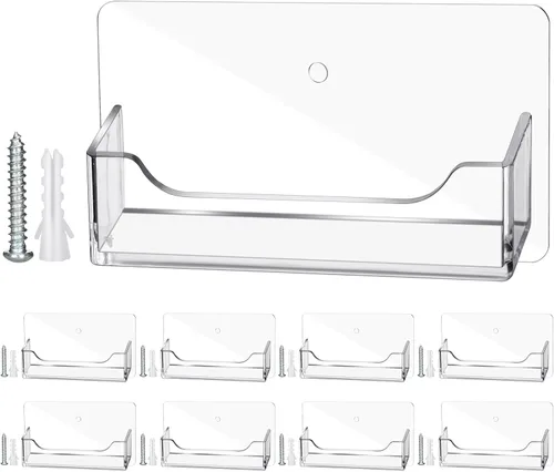Vista 9 de Wesiti 4 soportes para tarjetas de visita de montaje en pared, acrílico transparente, soporte para tarjetas de visita, soporte de plástico