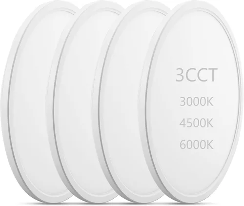 Vista 12 de Lámparas de techo de montaje empotrado de 3200 lm, color negro, 12 pulgadas, luces LED de techo regulables para dormitorio, CCT ajustable 3000K