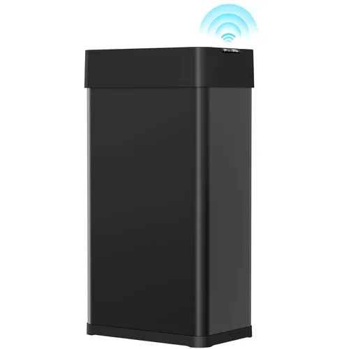 Vista 2 de Arlopu Basurero automático de 18.5 galones, cubo de basura de acero inoxidable con sensor de movimiento de 70 pulgadas, papelera cepillada sin