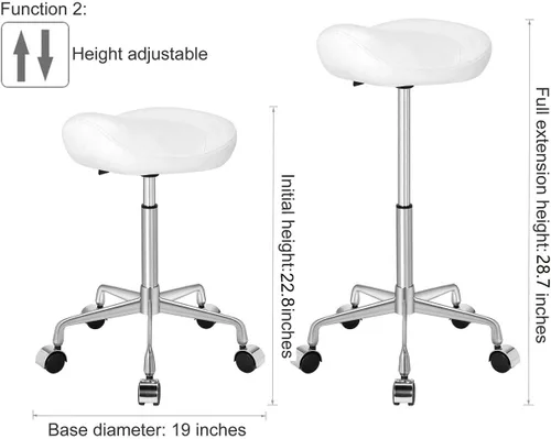 Vista 3 de Kaleurrier Taburete ergonómico giratorio con ruedas, elevación neumática hidráulica, altura ajustable, silla ligera para clínica, peluquería
