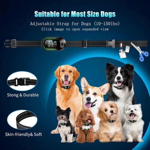Vista 4 de Collar antiladridos para perro, collar inteligente recargable, collar de entrenamiento antiladridos con sensibilidad ajustable, choque de vibración