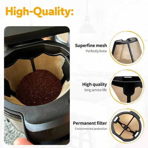 Vista 3 de Filtros de café aptos para cafetera Ninja, filtro de café reutilizable