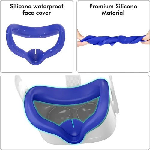 Vista 4 de Controller Grips Cover for Oculus Quest 2Anti-Leakage Silicone Face Cover for Oculus Quest 2 with Lens Protective Cover and VR Shell Accessories Set