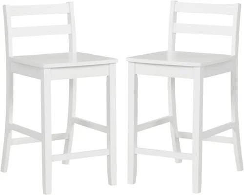ERGOMASTER Juego de 2 taburetes de bar de isla de cocina de 24 pulgadas de altura con reposapiés, taburetes de madera de goma de capacidad de 400