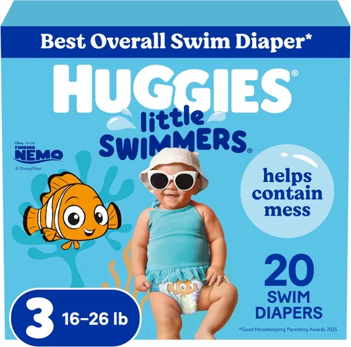 Vista 2 de Huggies Little Swimmers - Pañales de natación desechables, XS (7-18 libras), 12