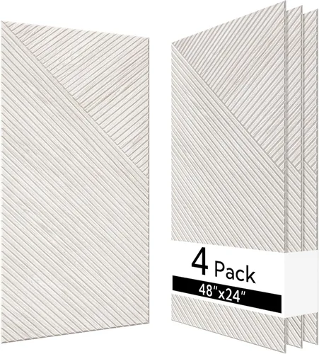 Vista 16 de Olanglab Paquete de 10 paneles acústicos de pared, 48 x 24 pulgadas por cada panel acústico, absorbentes de sonido, paneles de sonido decorativos