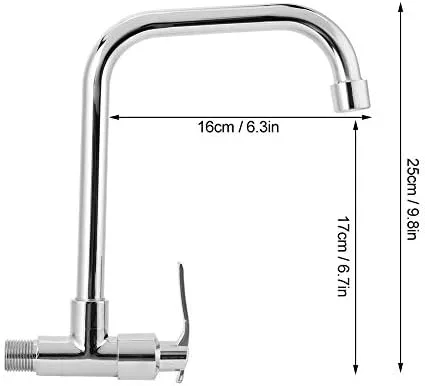 Vista 2 de Kitchen Faucet, G12in Water Faucet Single Cold Wall-Mounted Faucet Kitchen Sink Basin Mixer Tap Support Rotated in 360 Without Hose for Home
