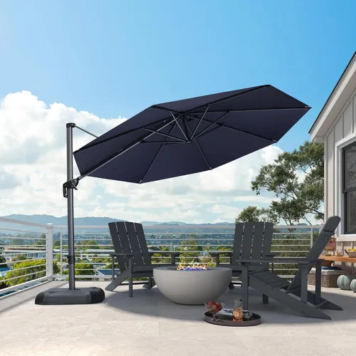 Vista 92 de PURPLE LEAF Sombrilla de Patio de 8 Pies para Exteriores Sombrilla Cantilever Cuadrada de Aluminio Sombrilla Offset con Rotación de 360 Grados