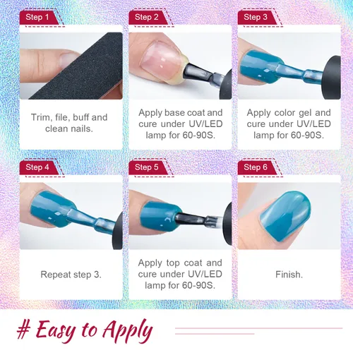 Vista 8 de JODSONE - Kit de esmalte de uñas de gel de 23 piezas, conjunto de esmalte de uñas de gel clásico de moda colorida, 3 botellas de capa base mate