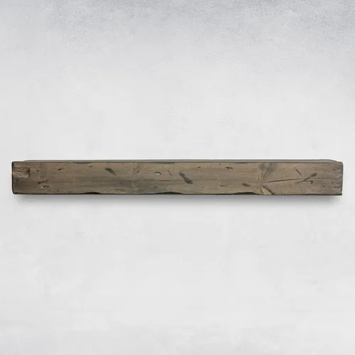 Vista 10 de URBANDI Repisa de chimenea, envejecida, rústica, flotante, moderna, madera real. (48 pulgadas de largo x 6 pulgadas de alto x 8 pulgadas, marrón)