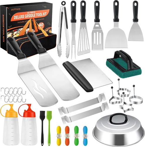 40 piezas de kit de accesorios para parrilla, juego de accesorios para parrilla de parte superior plana para Blackstone y Camp Chef, juego de