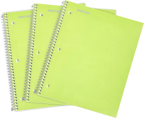 Vista 23 de Mintra Office Cuadernos de espiral duraderos, 1 materia, (hielo ártico, aceite de chile, verde oliva, rayas universitarias, paquete de 3)