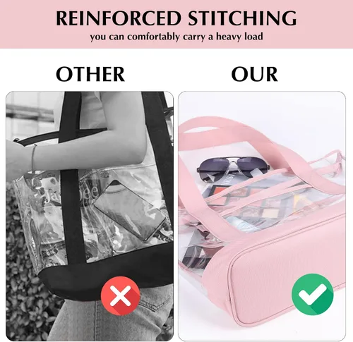 Vista 7 de Bolso transparente BORMELUN, con asa de cremallera para el trabajo, plástico transparente para mujer