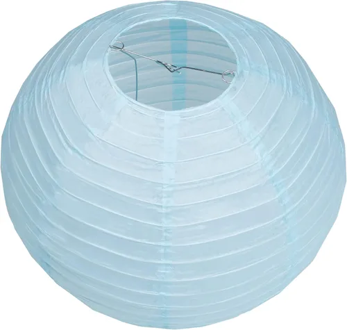 Vista 3 de Paquete de 6 linternas redondas de papel, decoración de boda y fiesta de cumpleaños (azul bebé, 4 pulgadas/3.9 in)